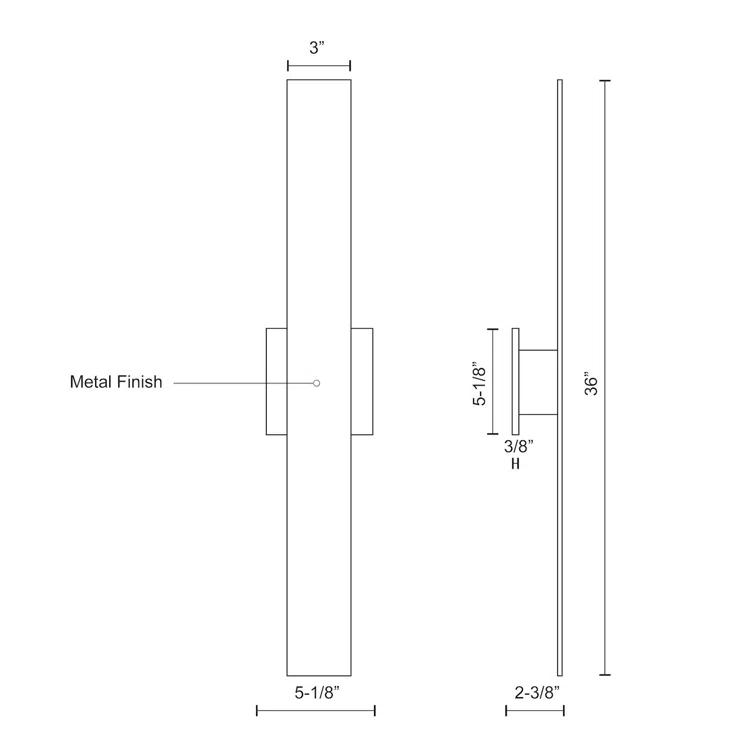 Vesta White Aluminum 36" LED Wall Sconce