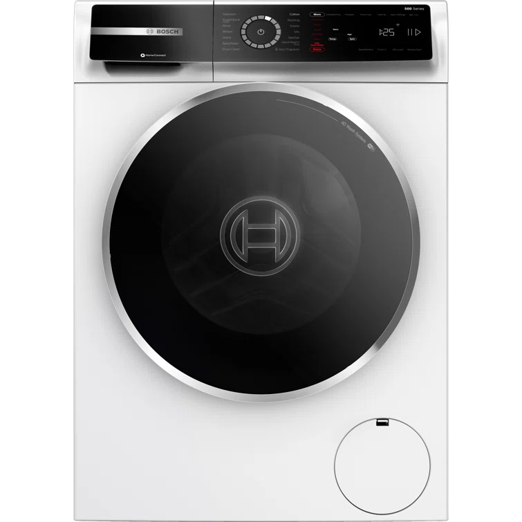 Bosch 500 Series White Smart Front Load Washer with Stainless Steel Drum