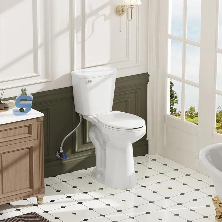Traditional 21-inch Height Extra Tall Toilet for Bathrooms, Elongated Toilet Seat