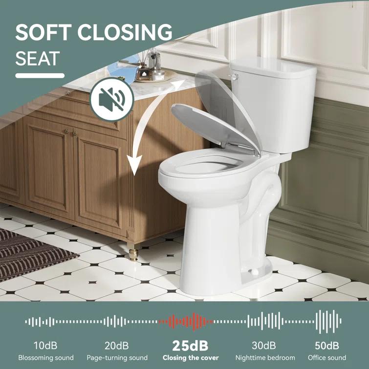Traditional 21-inch Height Extra Tall Toilet for Bathrooms, Elongated Toilet Seat