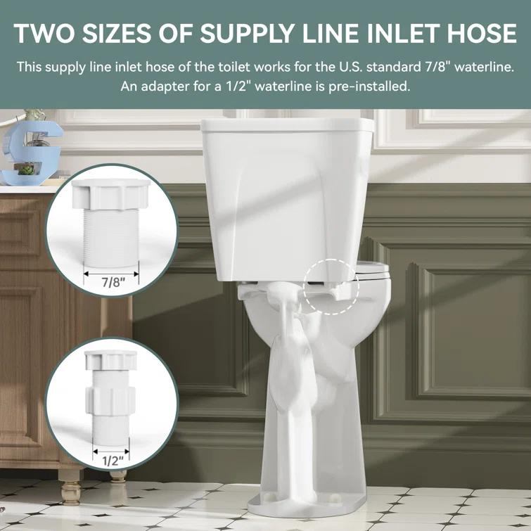 Traditional 21-inch Height Extra Tall Toilet for Bathrooms, Elongated Toilet Seat