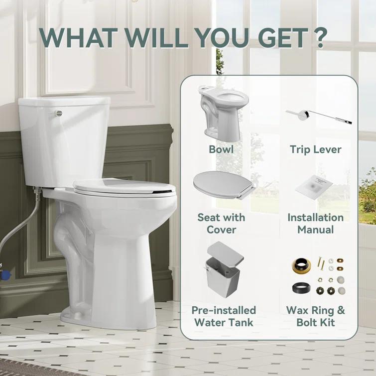 Traditional 21-inch Height Extra Tall Toilet for Bathrooms, Elongated Toilet Seat