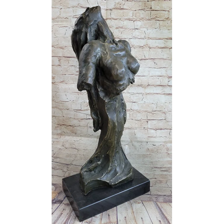 Red Barrel Studio® Tebbo Bronze Statue Figure Abstract Dancer Art Deco Modern Art Bronze Sculpture Deco