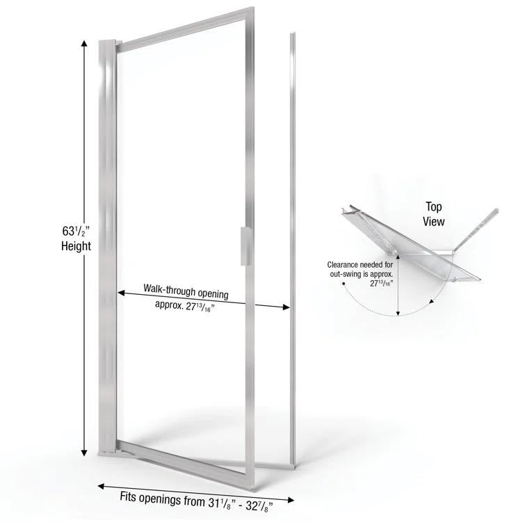 Sopora 32.88" x 63.5" Pivot Framed Shower Door