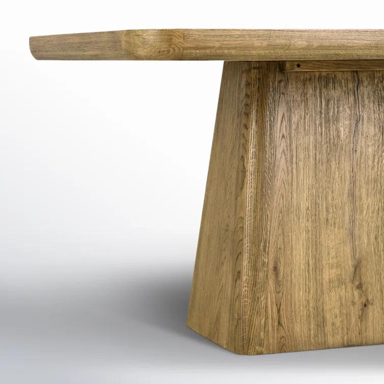 Light Brown Oak Wood Rectangular Dining Table