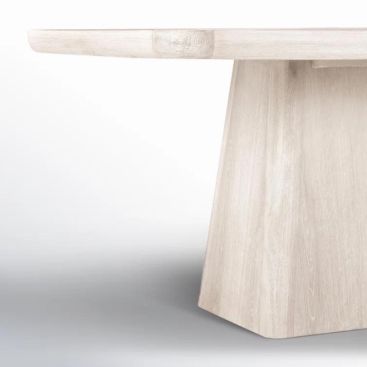 White Wash Oak Rectangular Pedestal Dining Table