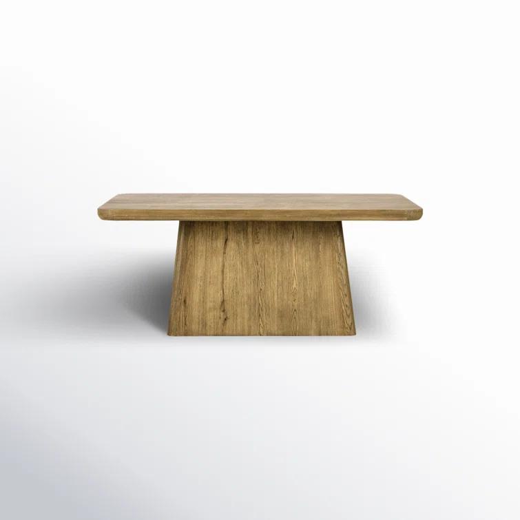 Light Brown Oak Wood Rectangular Dining Table