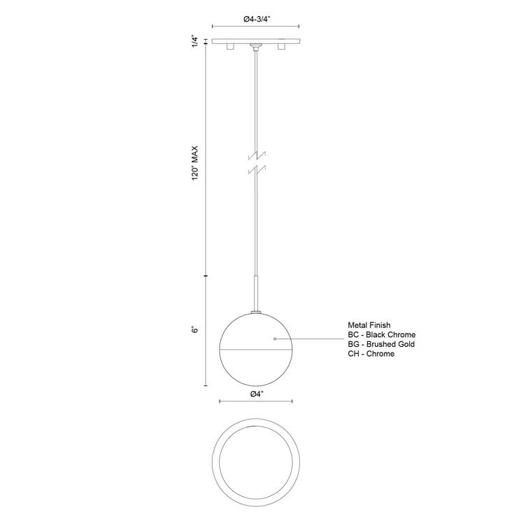 1 - Light LED Single Pendant
