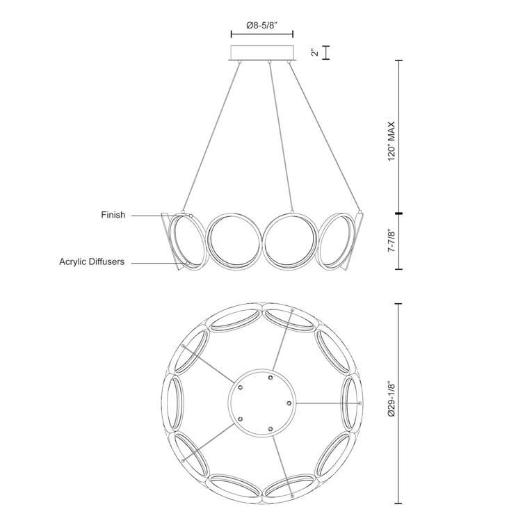 Kuzco Lighting Oros 10 - Light Dimmable LED Classic / Traditional Chandelier