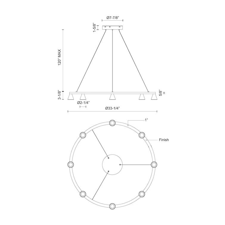 Kuzco Lighting 8 - Light Dimmable LED Wagon Wheel Chandelier