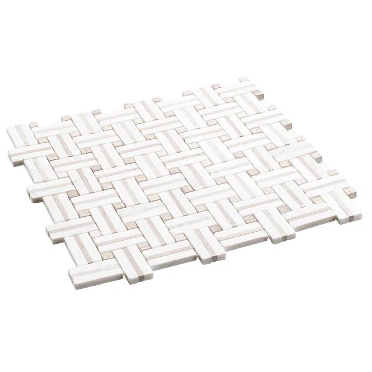 Fabrique 1-in. x 2-in. Basketweave Marble Look Polished Natural Stone Wall & Floor Mosaic Tile