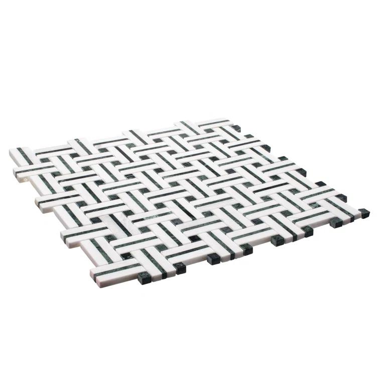 Fabrique 1-in. x 2-in. Basketweave Marble Look Polished Natural Stone Wall & Floor Mosaic Tile