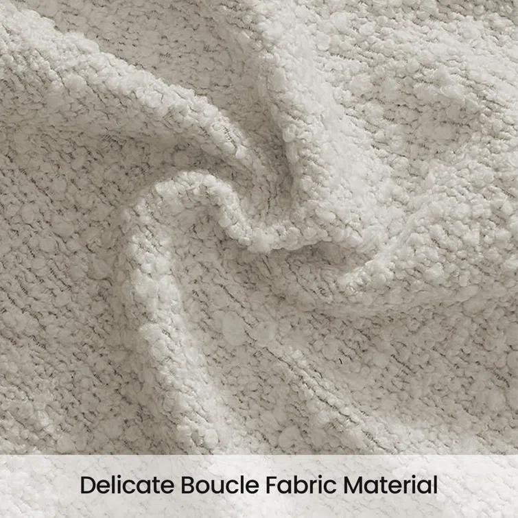 Manfred Boucle Upholstered Cloud Bed Frame with Rounded Corners Headboard, Soft Platform Bed Frame with Thickened Footboard