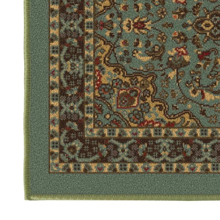 Ottohome Non-Slip Medallion Oriental Area Rug For Living Room, Hallway, Entryway Rug, Dark Red