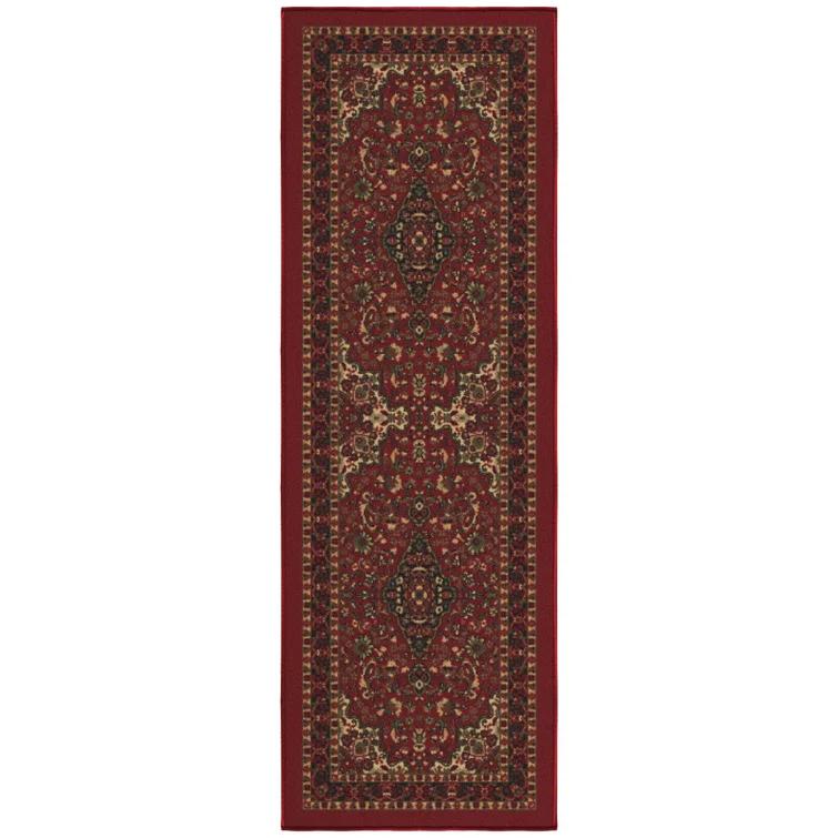 Ottohome Non-Slip Medallion Oriental Area Rug For Living Room, Hallway, Entryway Rug, Dark Red
