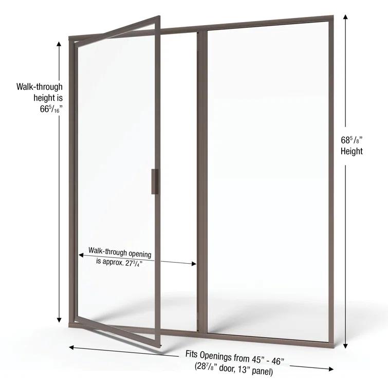Deluxe 46" x 68.63" Pivot Framed Shower Door