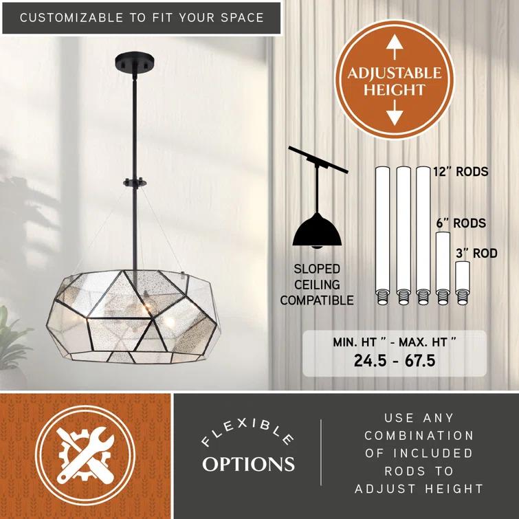 Everly Quinn 3 - Light Dimmable Geometric Chandelier