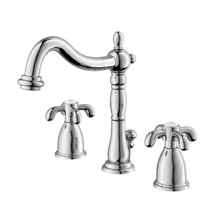 Kingston Brass KB1971TX Kingston Brass French Country Two-Handle 3-Hole Deck Mount Widespread Bathroom Faucet with Pop-Up Drain