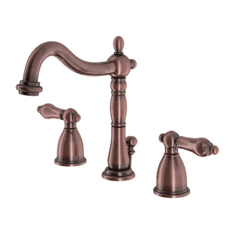 Kingston Brass KB197ALAC Kingston Brass Heritage Two-Handle 3-Hole Deck Mount Widespread Bathroom Faucet with Brass Pop-Up Drain