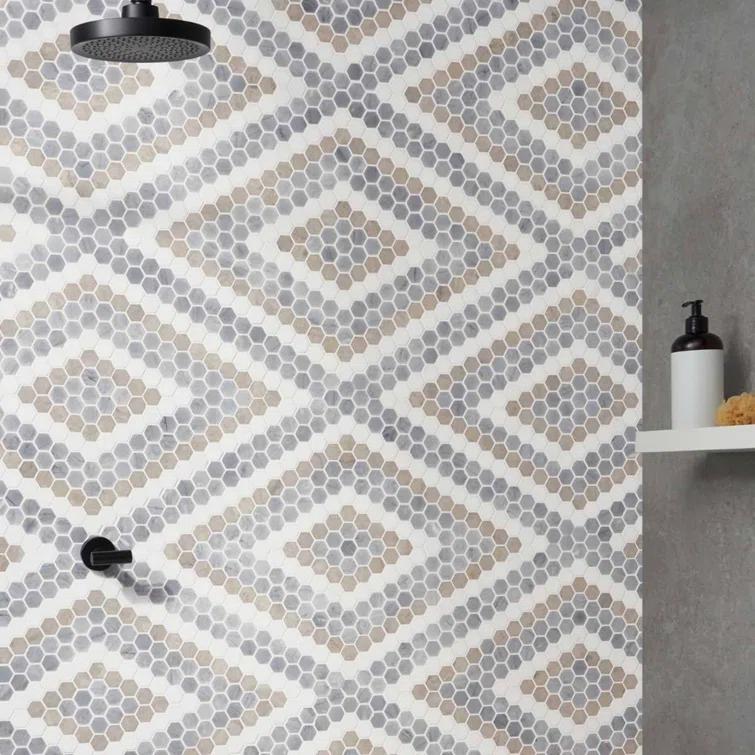 Hyperion 15.03'' W x 17.36'' L Marble Tile Mosaic Sheet