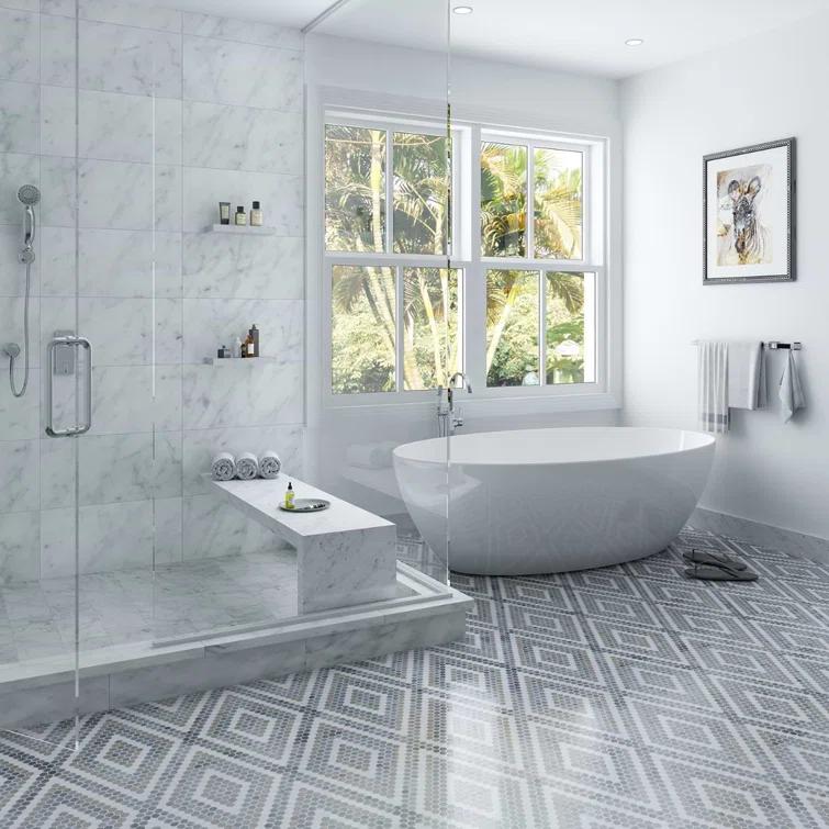 Hyperion 15.03'' W x 17.36'' L Marble Tile Mosaic Sheet