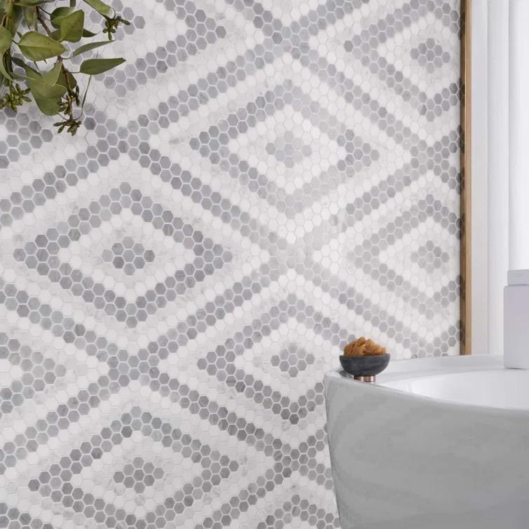 Hyperion 15.03'' W x 17.36'' L Marble Tile Mosaic Sheet