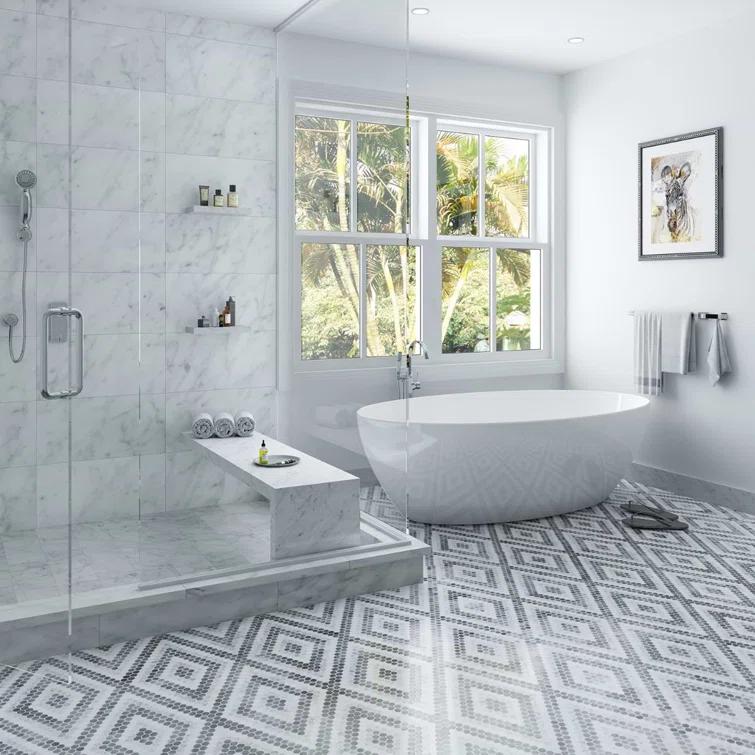 Hyperion 15.03'' W x 17.36'' L Marble Tile Mosaic Sheet