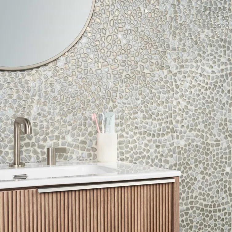 Bond Tile Fractal Pebble 11.88 in. x 11.88 in. Polished Glass Wall Mosaic Tile (0.98 Sq. Ft. / Each)