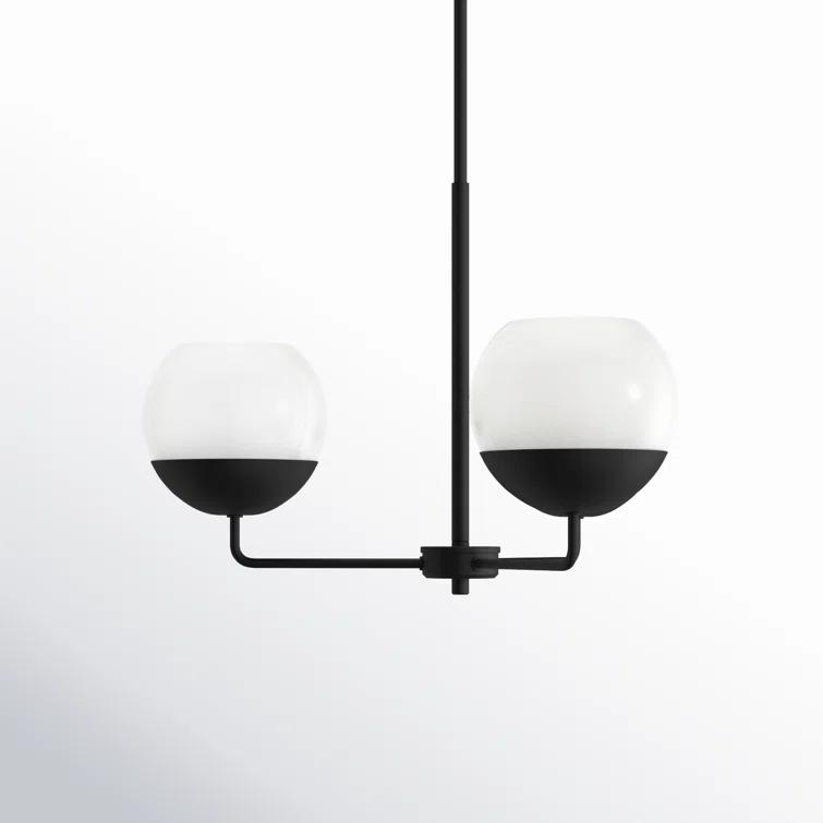 Midnight Black Steel Chandelier with Milk Glass Shades