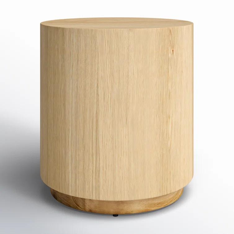 Natural Oak Round Plinth Base Accent Table