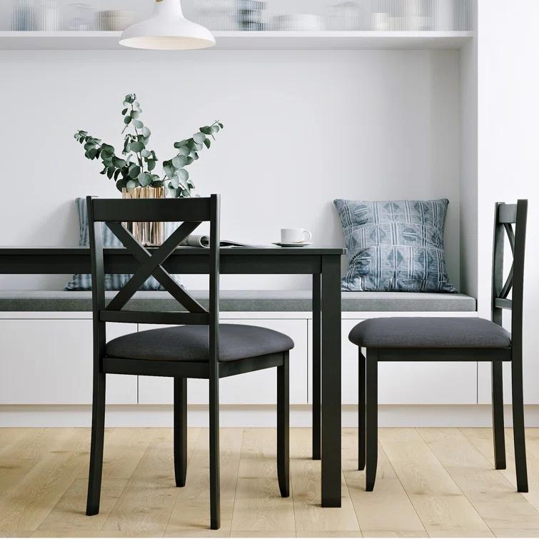 Gracie Oaks Solid Wood Upholstered Dining Chair(Set of 2)