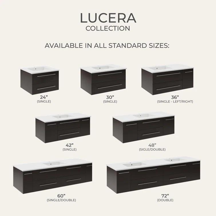 Lucera 36" Wall Mount Single Vessel Sink Right Version Bathroom Vanity with Medicine Cabinet
