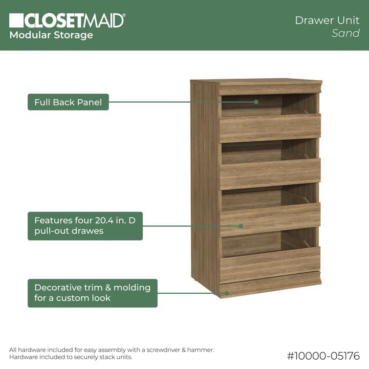 Modular Storage 21.38" W Drawer Unit with 4 Drawers