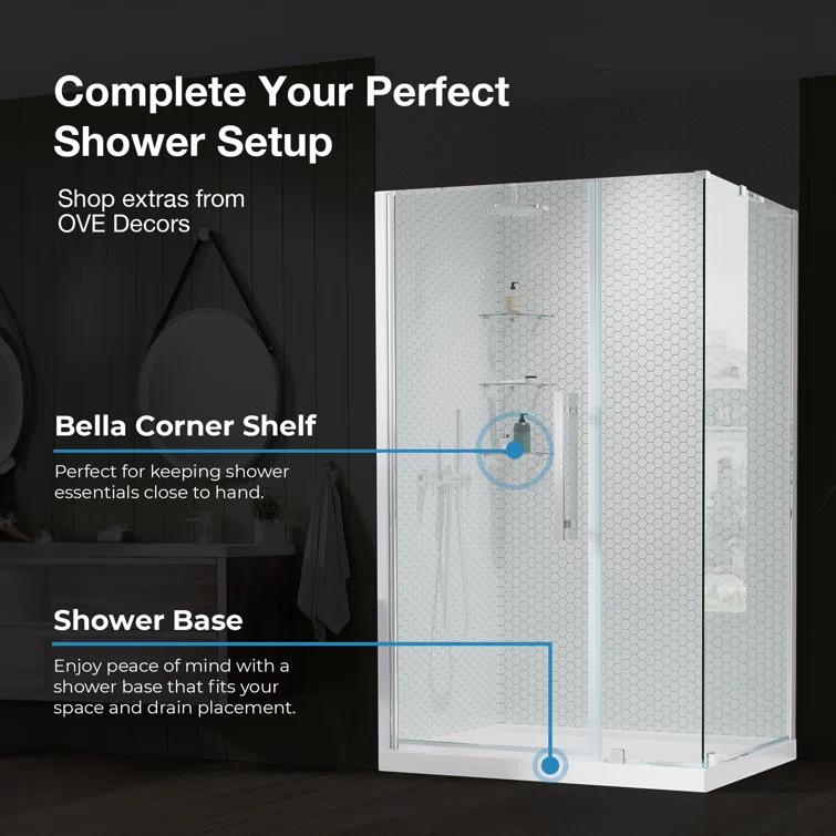 OVE Decors Pasadena 33 3/4 To 35 3/4 In. W X 72 In. H Alcove Frameless Pivot Shower Door , 2025