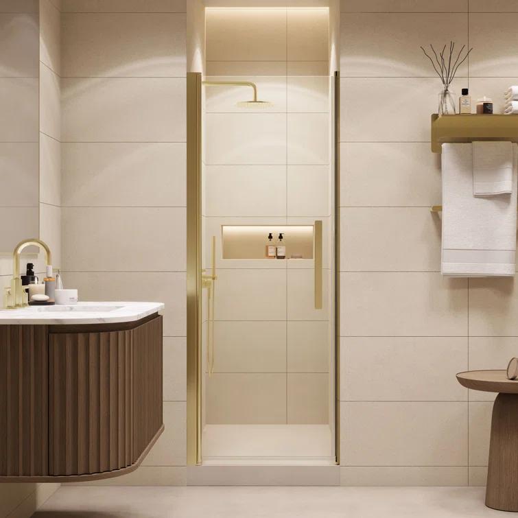 OVE Decors Pasadena 28 To 29 3/8 In. W X 72 In. H Alcove Frameless Pivot Shower Door , 2025