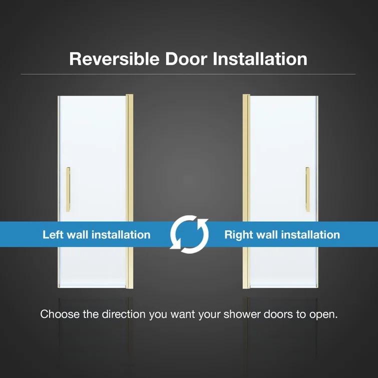 OVE Decors Pasadena 28 To 29 3/8 In. W X 72 In. H Alcove Frameless Pivot Shower Door , 2025