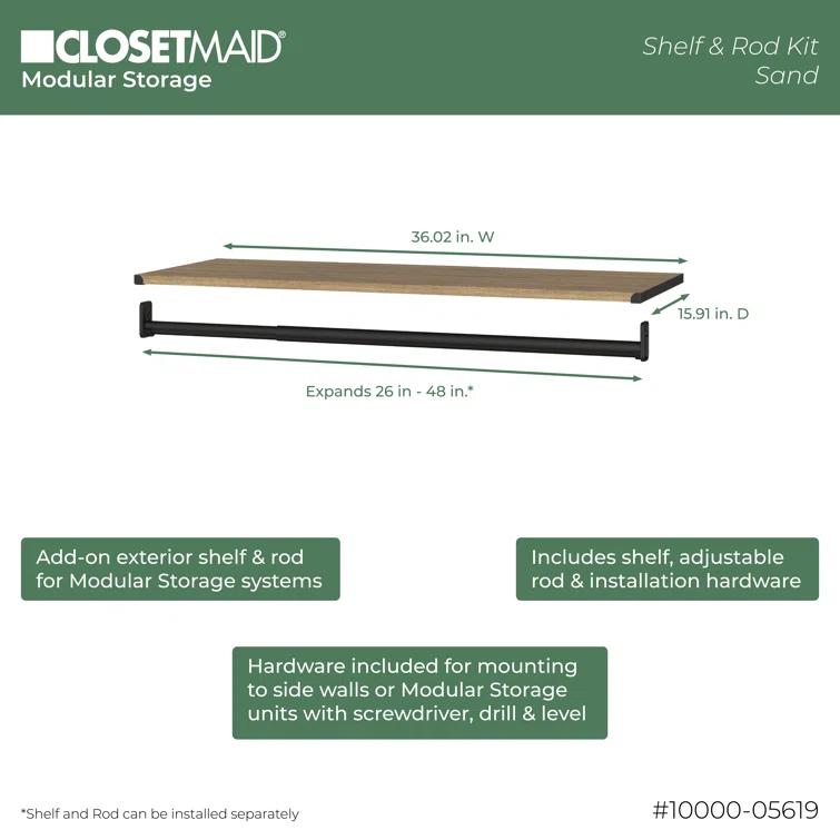 Modular Storage 36.02" W Shelf & Closet Rod