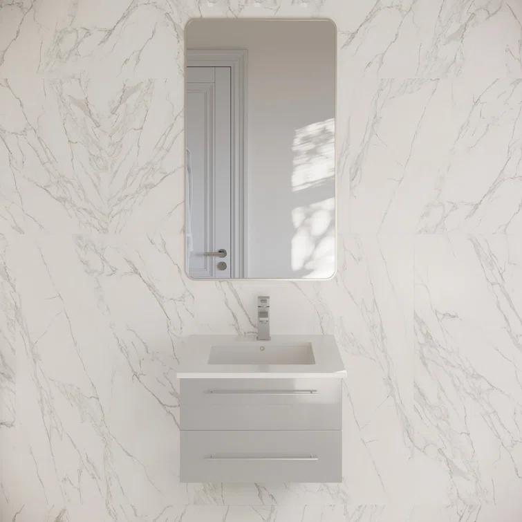 Lucera 24" Wall Mount Modern Single Sink Bathroom Vanity with Top and Undermount Sink