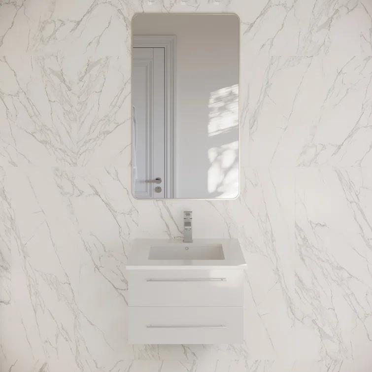 Lucera 24" Wall Mount Modern Single Sink Bathroom Vanity with Top and Undermount Sink
