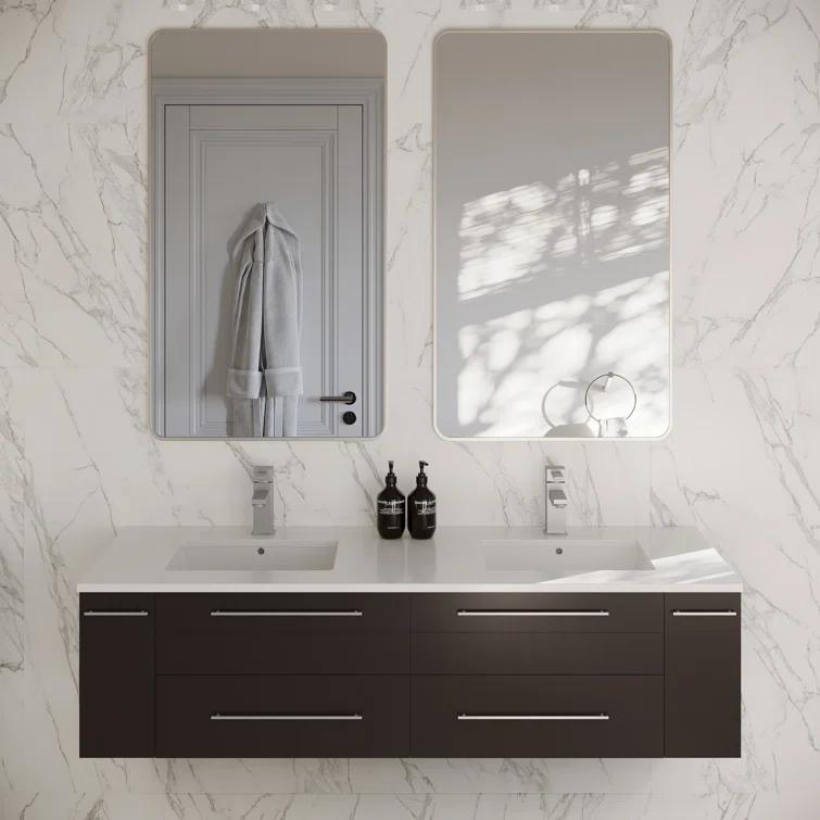 Fresca Lucera 60" Wall Mount Double Undermount Sink Bathroom Vanity Base Only (Top & Sink Not Included)