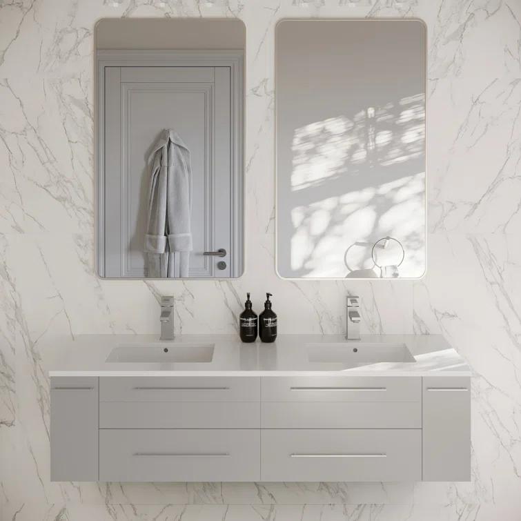 Fresca Lucera 60" Wall Mount Double Undermount Sink Bathroom Vanity Base Only (Top & Sink Not Included)