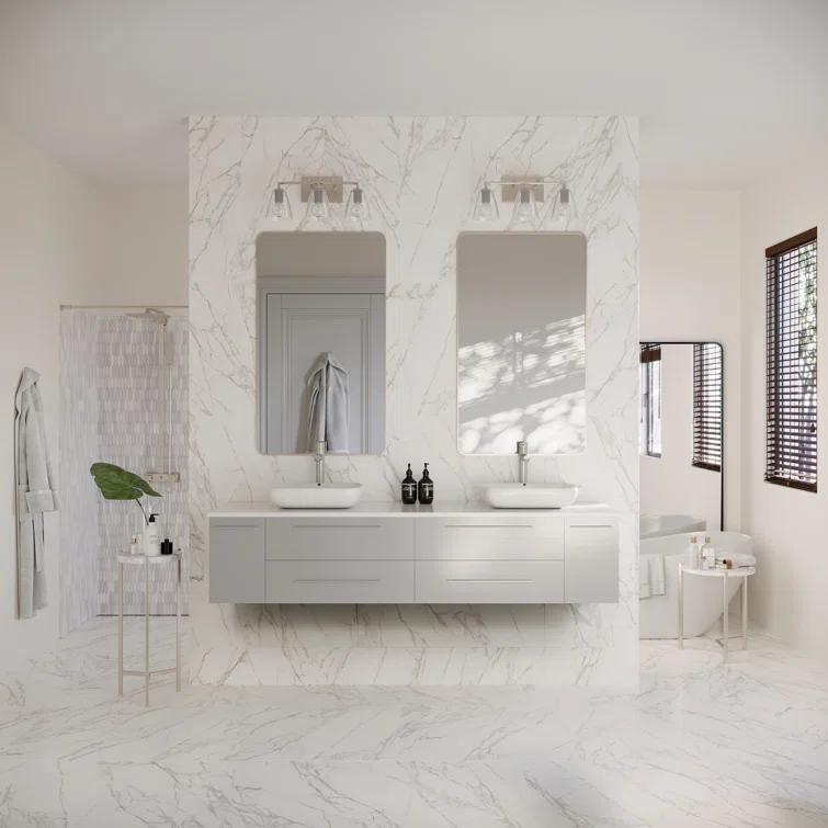Lucera 72" Wall Mount Modern Bathroom Vanity with Top & Double Vessel Sinks - Faucets Not Included