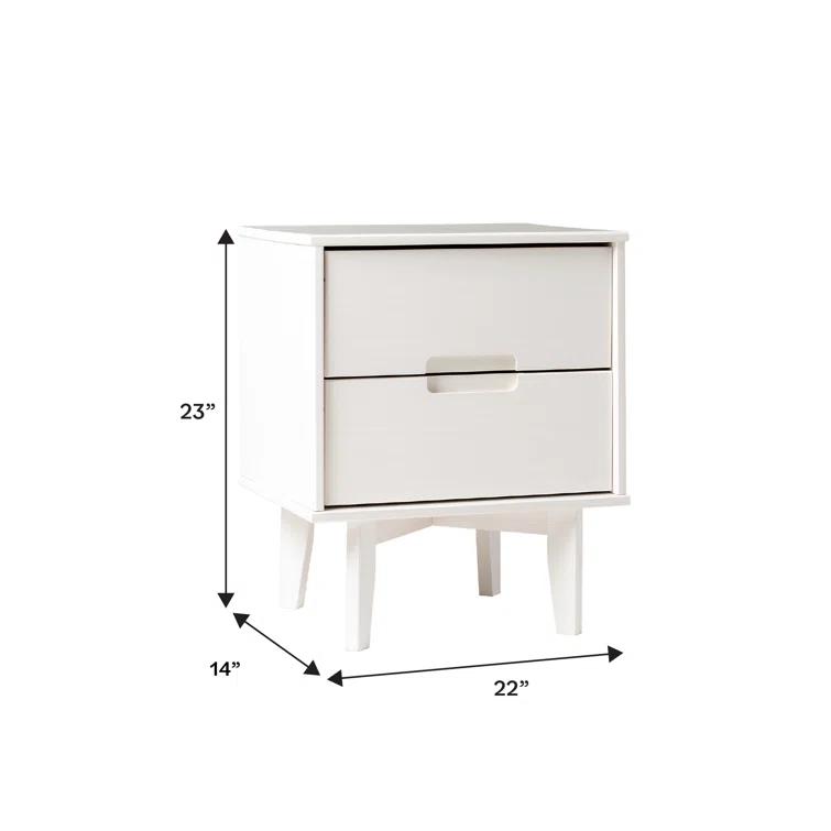 Preston 26"H Modern 2-Drawer Nightstand with USB Ports and Flared Legs