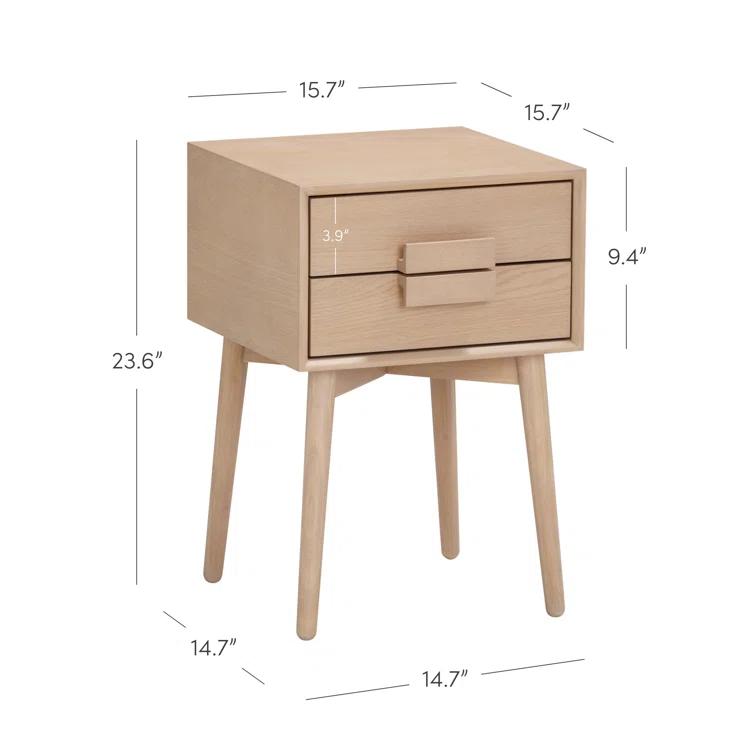 Harper 2-Drawer Wood Nightstand with Storage