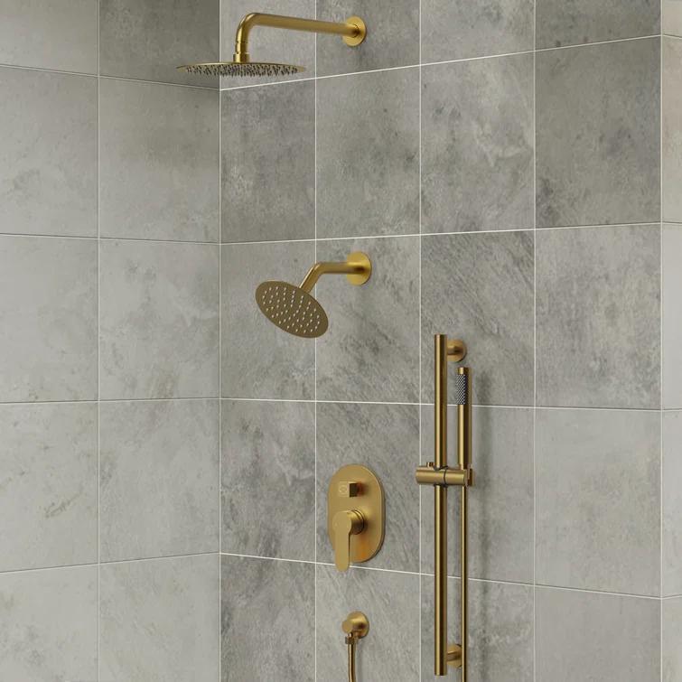 DualJetSpa 3-Function Round 10" & 6" Dual Shower Faucet System with Pressure Balancing Rough-In Valve