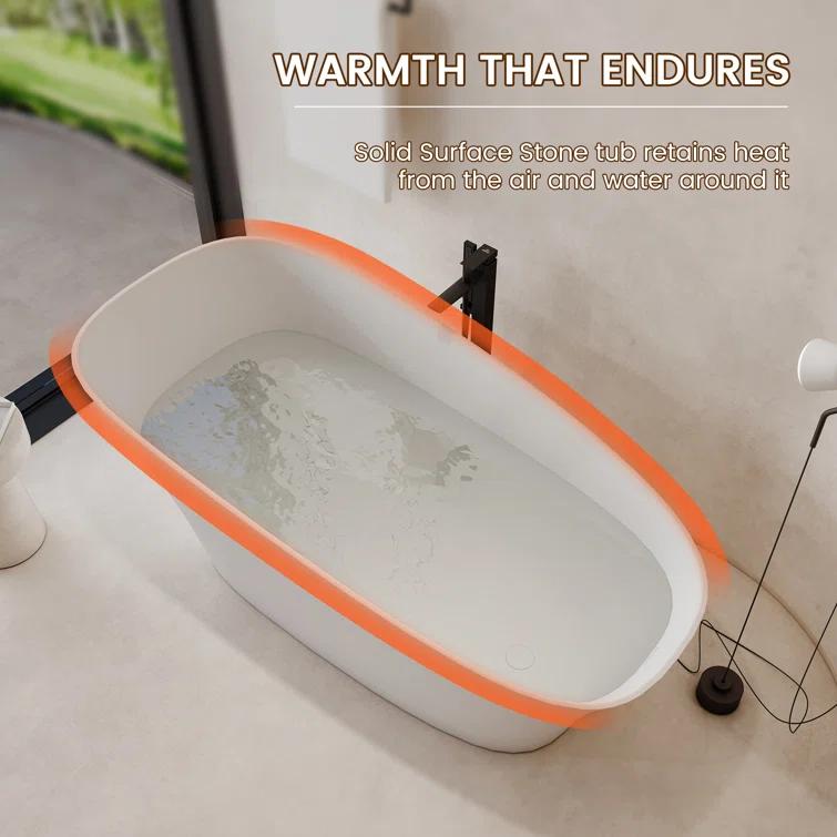 Crestone Casainc Freestanding Soaking Solid Surface Resin Stone Bathtub