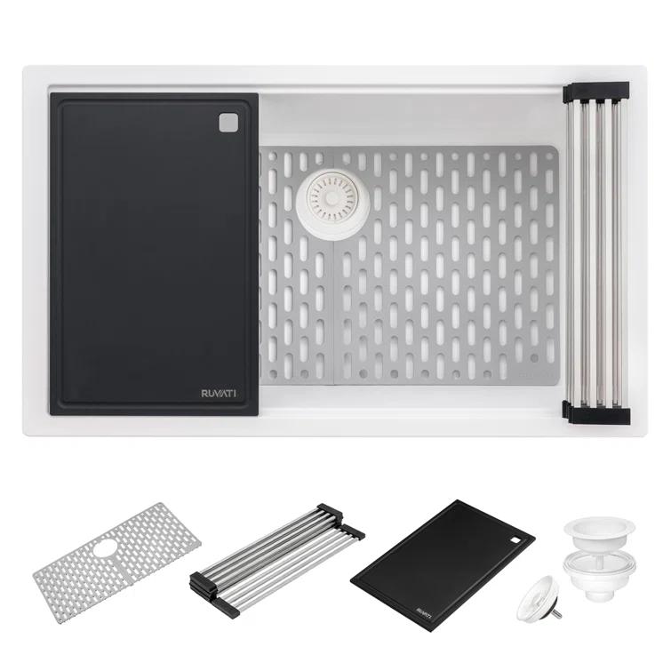 Ruvati 33-inch Undermount Workstation Granite Composite Kitchen Sink