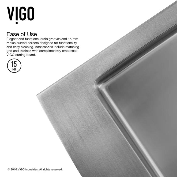 VIGO 30" Mercer Stainless Steel Undermount Kitchen Sink with Accessories