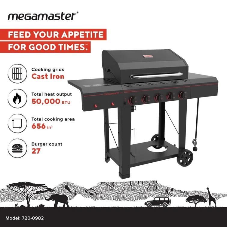 Megamaster 5 - Burner Liquid Propane Gas Grill
