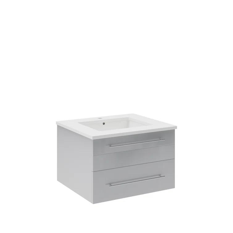 Lucera 24" Wall Mount Modern Single Sink Bathroom Vanity with Top and Undermount Sink